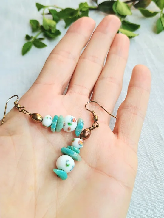 🌊 COASTAL GRANDMOTHER 🌊 TRU VTG 70s - 80s Artisan Crafted earrings, bohemian - Picture 9 of 9